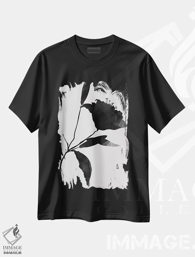 تیشرت مشکی طرح دار نرو، تزئینی اثر کوبیستیکا | immage.ir