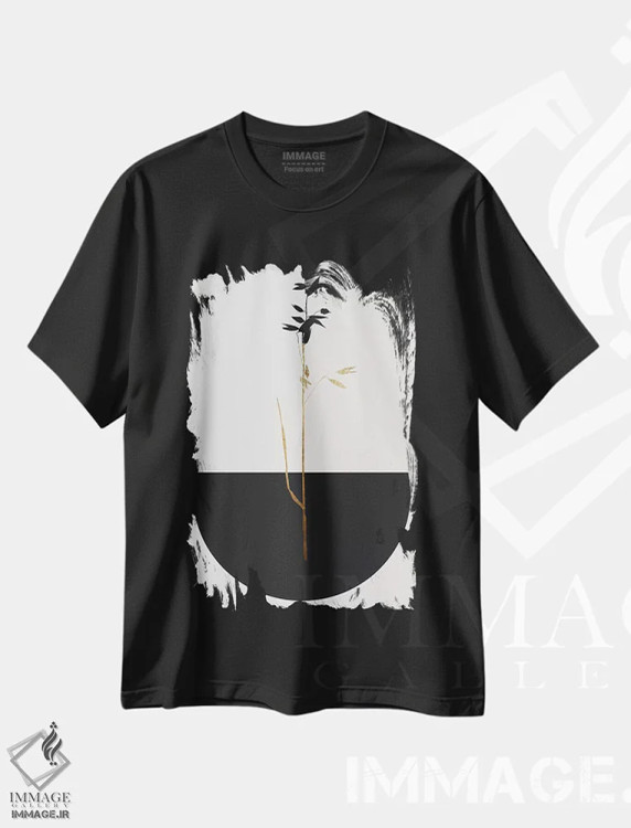 تیشرت مشکی طرح دار گیاه سیاه، تزئینی اثر کوبیستیکا | immage.ir