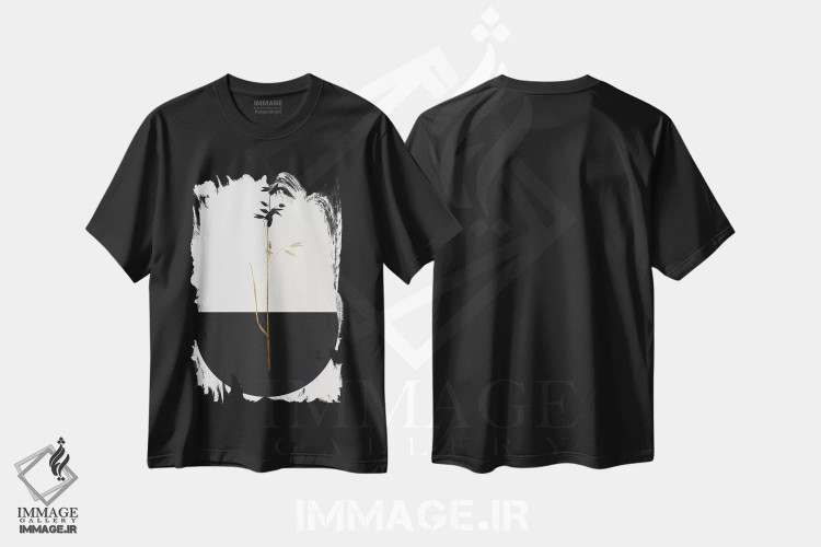 تیشرت مشکی طرح دار گیاه سیاه، تزئینی اثر کوبیستیکا | immage.ir