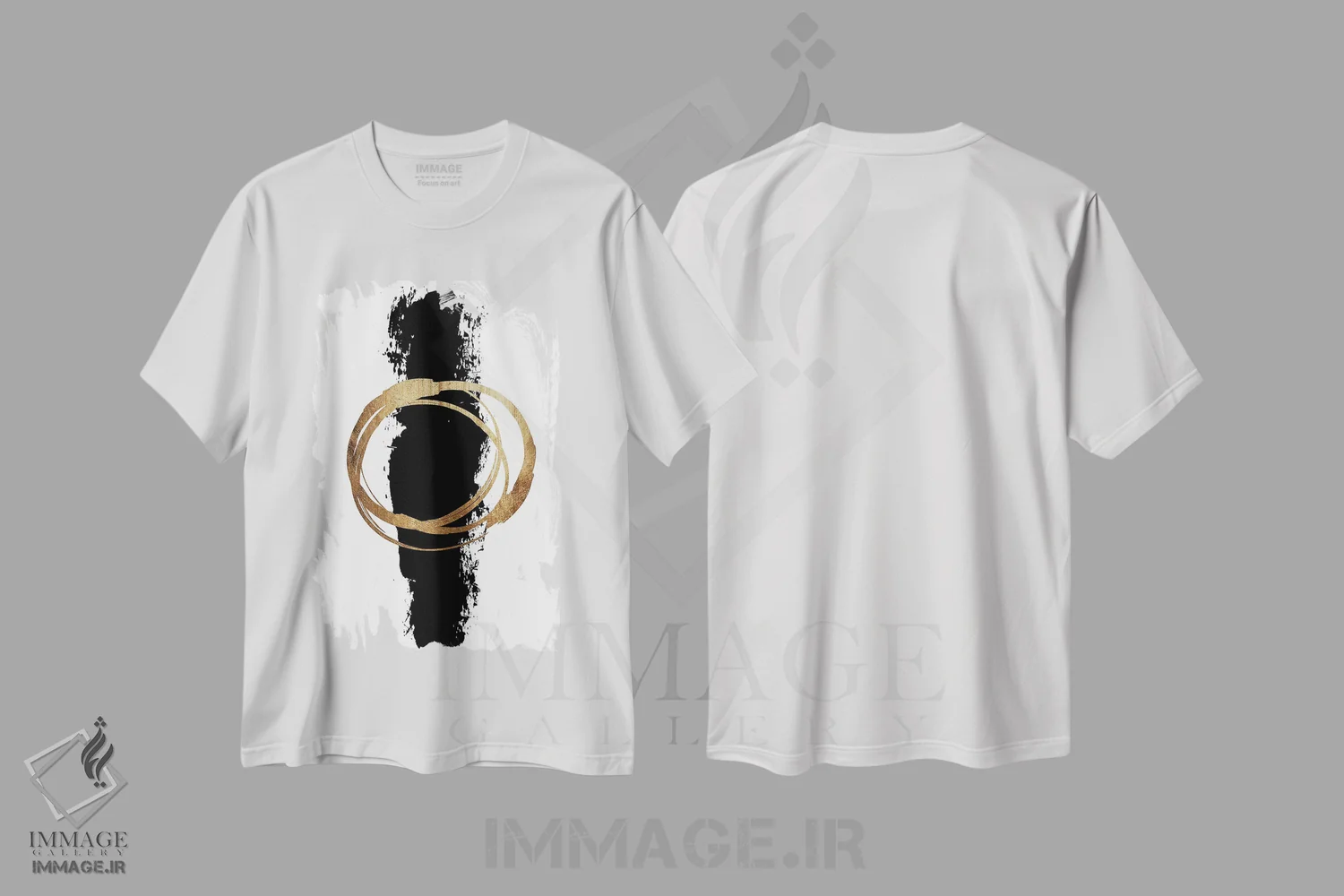 تیشرت سفید طرح دار دایره و خط اثر کوبیستیکا | immage.ir