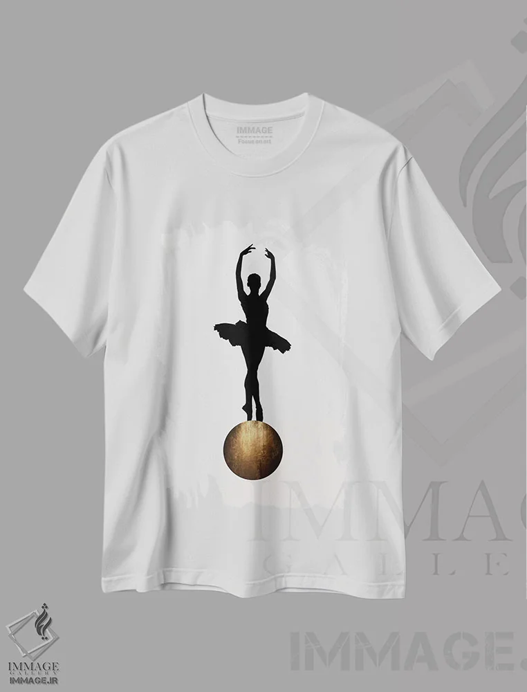 تیشرت سفید طرح دار پریما بالرینا، تزئینی اثر کوبیستیکا | فروشگاه ایماژ