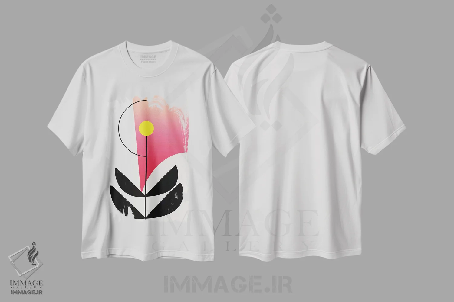 تیشرت سفید طرح دار باران رنگین کمانی، آبستره اثر کوبیستیکا | immage.ir