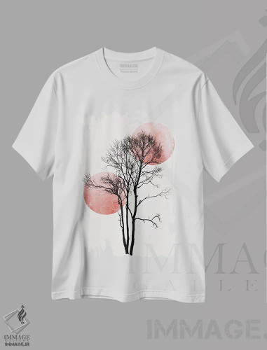 تیشرت سفید طرح دار خورشید و ماه پنهان - رز، تزئینی اثر کوبیستیکا | فروشگاه ایماژ