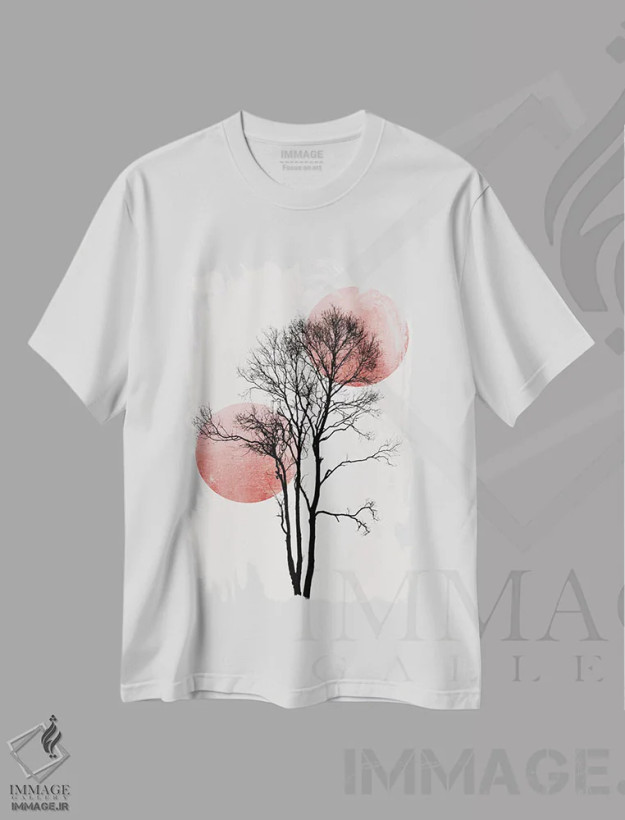 تیشرت سفید طرح دار خورشید و ماه پنهان - رز، تزئینی اثر کوبیستیکا | فروشگاه ایماژ