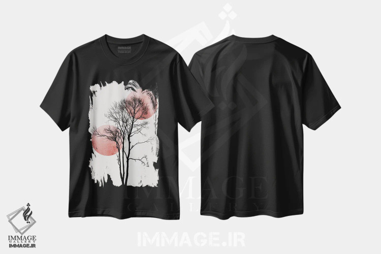 تیشرت مشکی طرح دار خورشید و ماه پنهان - رز، تزئینی اثر کوبیستیکا | immage.ir