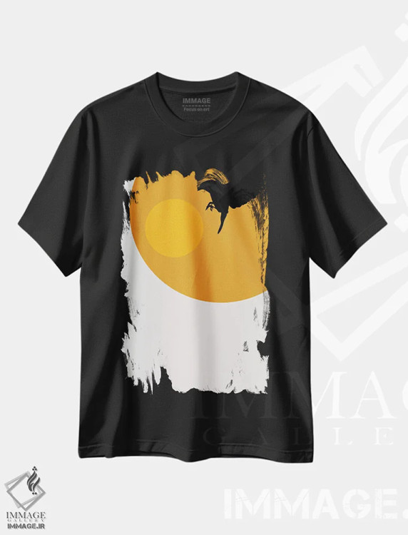 تیشرت مشکی طرح دار طلوع خورشید در توکیو، تزئینی اثر کوبیستیکا | فروشگاه ایماژ