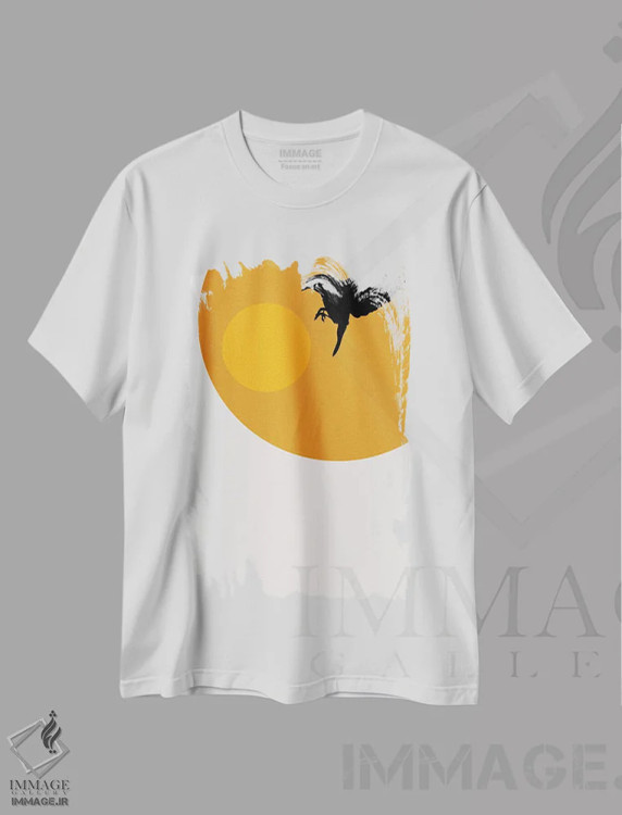 تیشرت سفید طرح دار طلوع خورشید در توکیو، تزئینی اثر کوبیستیکا | immage.ir