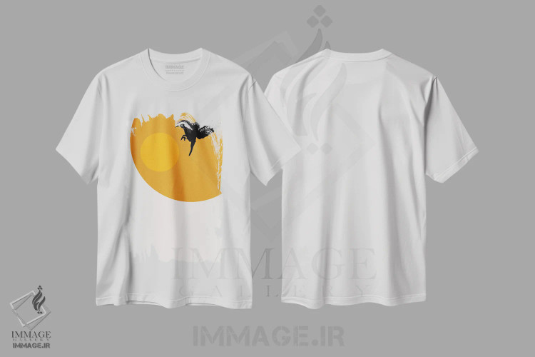 تیشرت سفید طرح دار طلوع خورشید در توکیو، تزئینی اثر کوبیستیکا | immage.ir