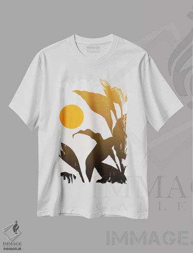 تیشرت سفید طرح دار طلوع گرمسیری، تزئینی اثر کوبیستیکا | فروشگاه ایماژ