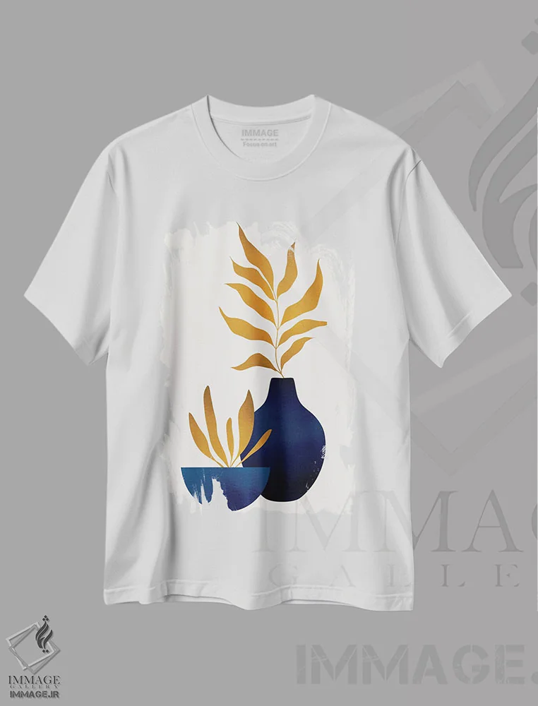 تیشرت سفید طرح دار گل های پاییزی I، تزئینی اثر کوبیستیکا | فروشگاه ایماژ