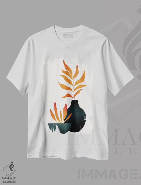 تیشرت سفید طرح دار گل های پاییزی III، تزئینی اثر کوبیستیکا | immage.ir