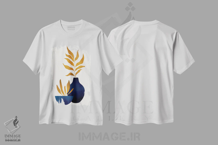 تیشرت سفید طرح دار گل های پاییزی I، تزئینی اثر کوبیستیکا | فروشگاه ایماژ