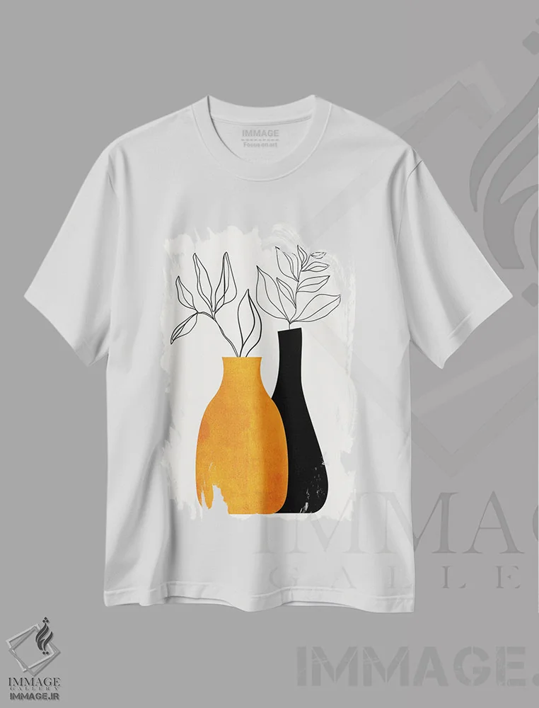 تیشرت سفید طرح دار گونه به گونه، تزئینی اثر کوبیستیکا | immage.ir