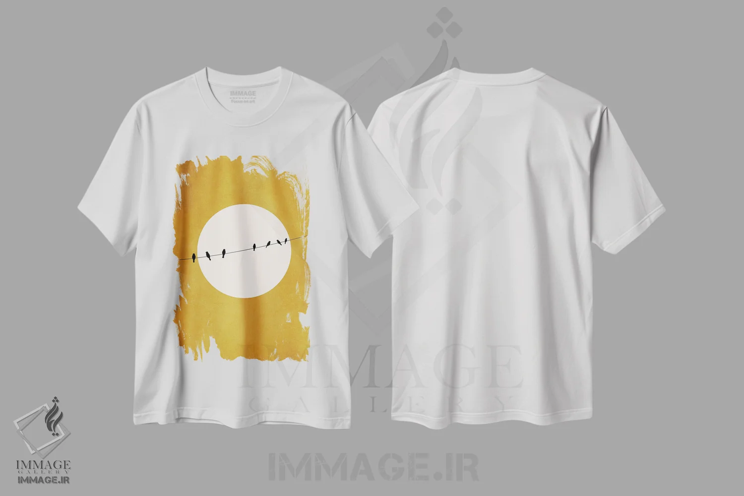 تیشرت سفید طرح دار جیرجیر و آرامش شبانه، تزئینی اثر کوبیستیکا | فروشگاه ایماژ