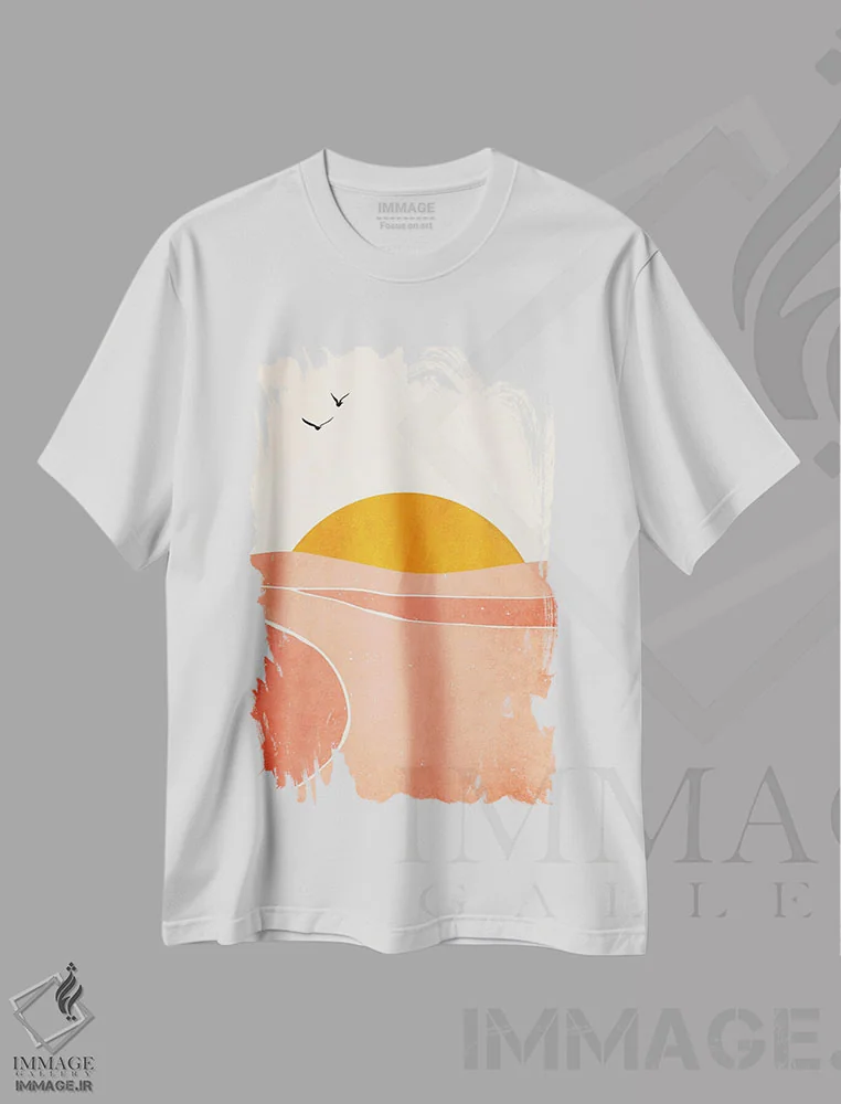 تیشرت سفید طرح دار رقصیدن زیر آفتاب، آبستره اثر کوبیستیکا | immage.ir