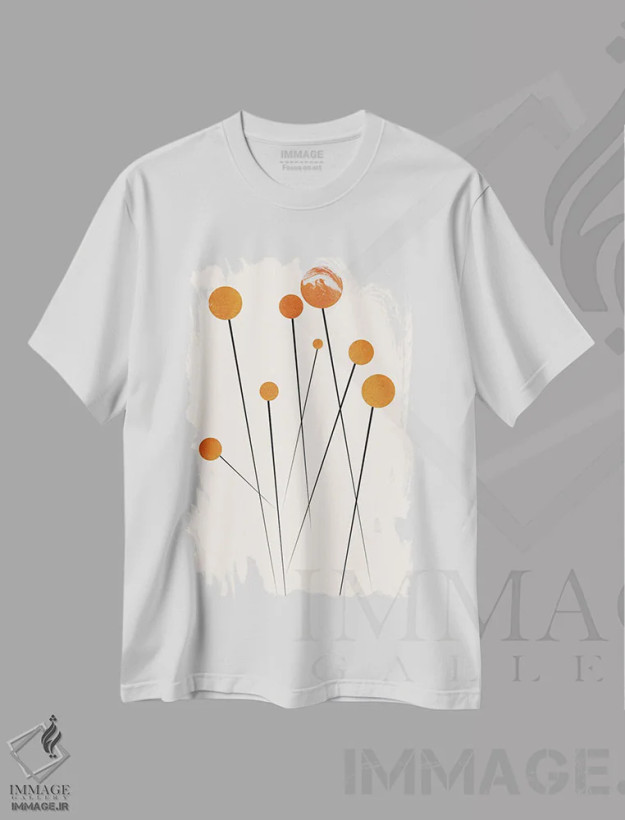 تیشرت سفید طرح دار بابونه های خیال پرداز، آبستره اثر کوبیستیکا | فروشگاه ایماژ