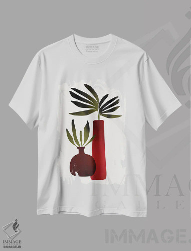 تیشرت سفید طرح دار گیاهان افسانه ای I، تزئینی اثر کوبیستیکا | فروشگاه ایماژ