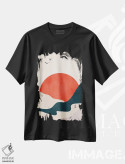 تیشرت مشکی طرح دار غروب خورشید، آبستره اثر کوبیستیکا | فروشگاه ایماژ
