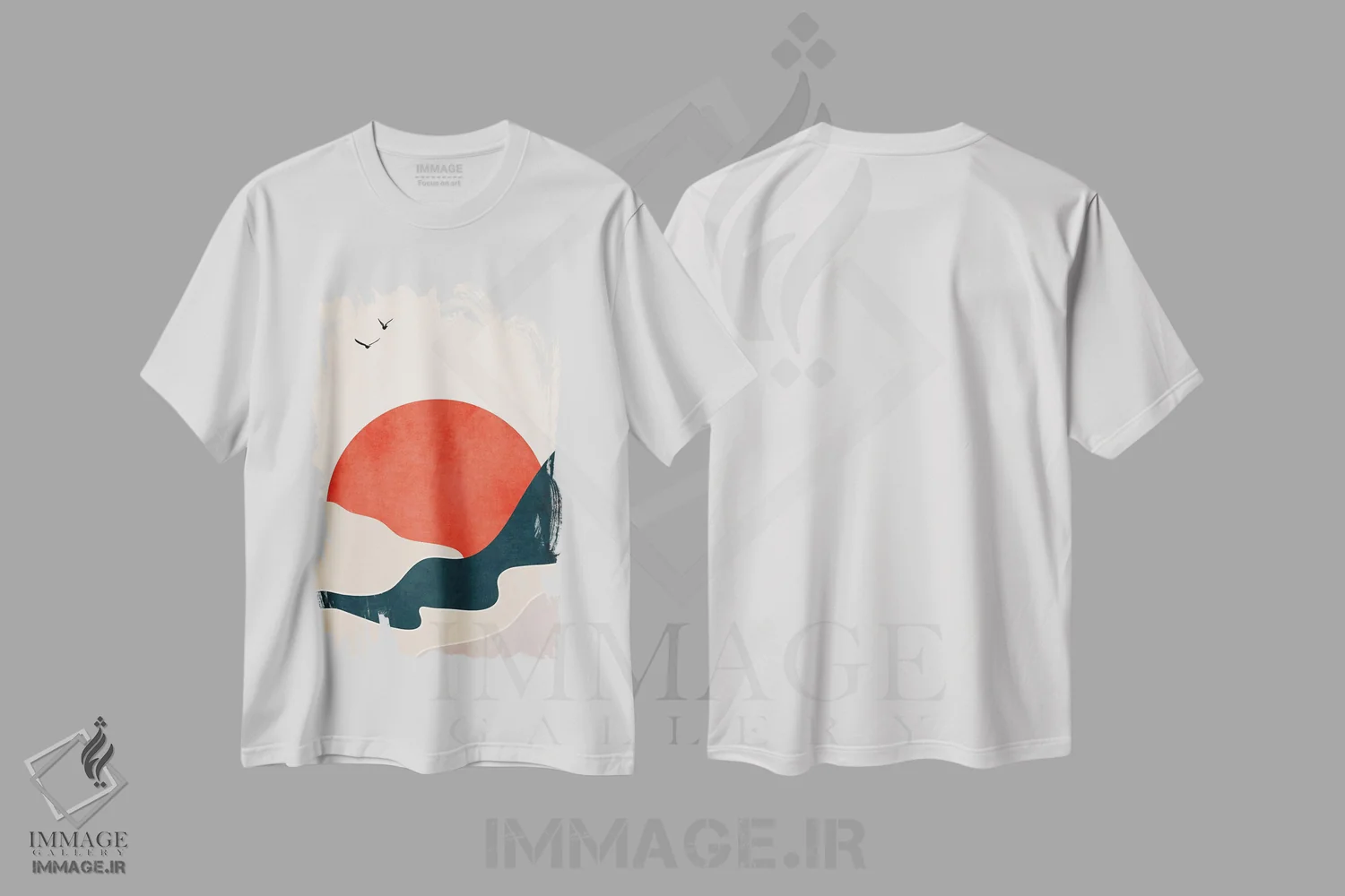 تیشرت سفید طرح دار غروب خورشید، آبستره اثر کوبیستیکا | immage.ir