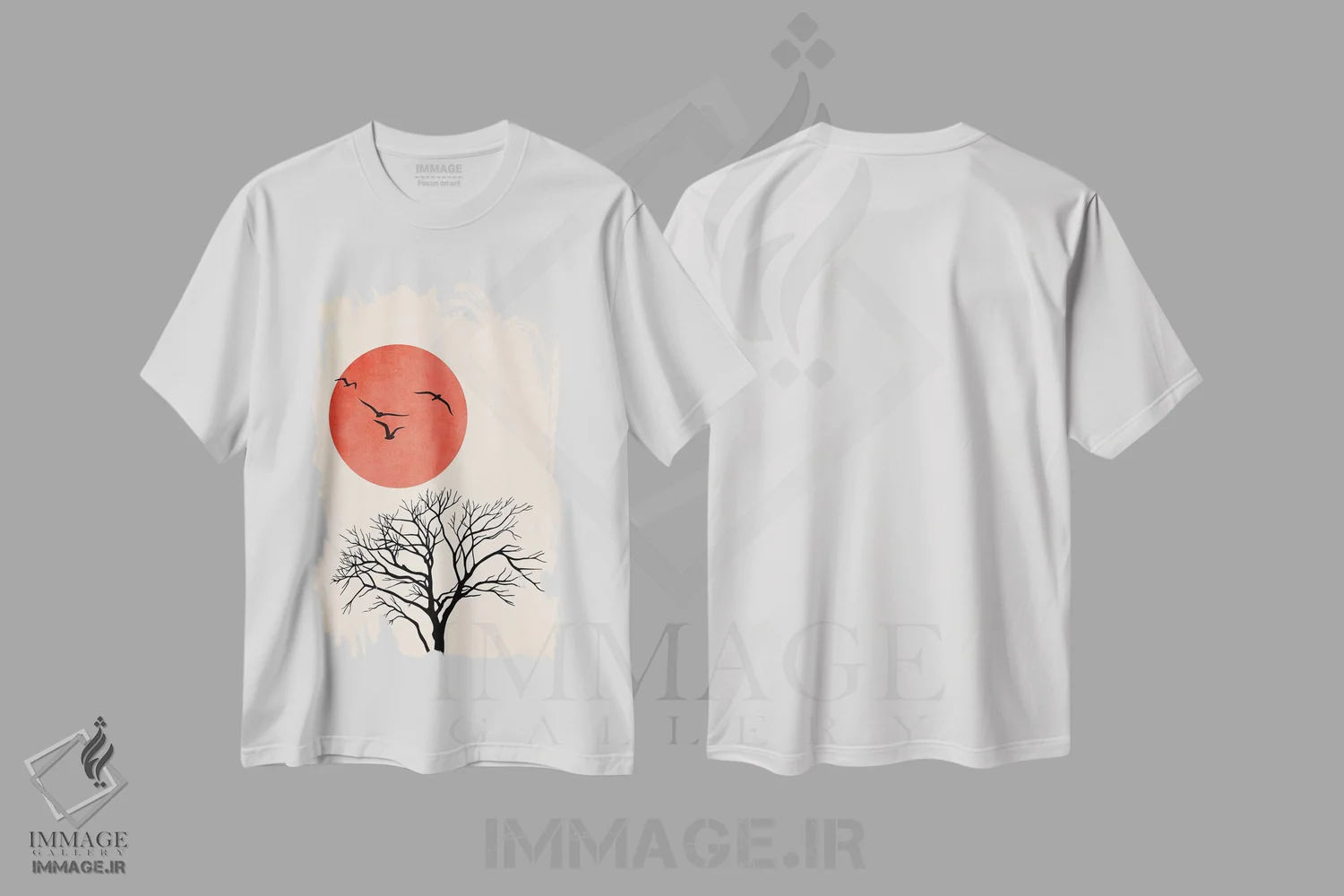 تیشرت سفید طرح دار پرواز، تزئینی اثر کوبیستیکا | فروشگاه ایماژ