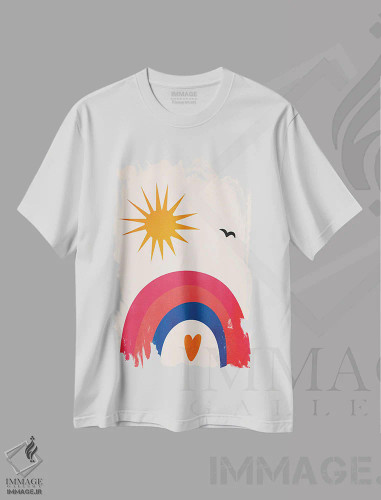 تیشرت سفید طرح دار روزهای شاد، تزئینی اثر کوبیستیکا | فروشگاه ایماژ