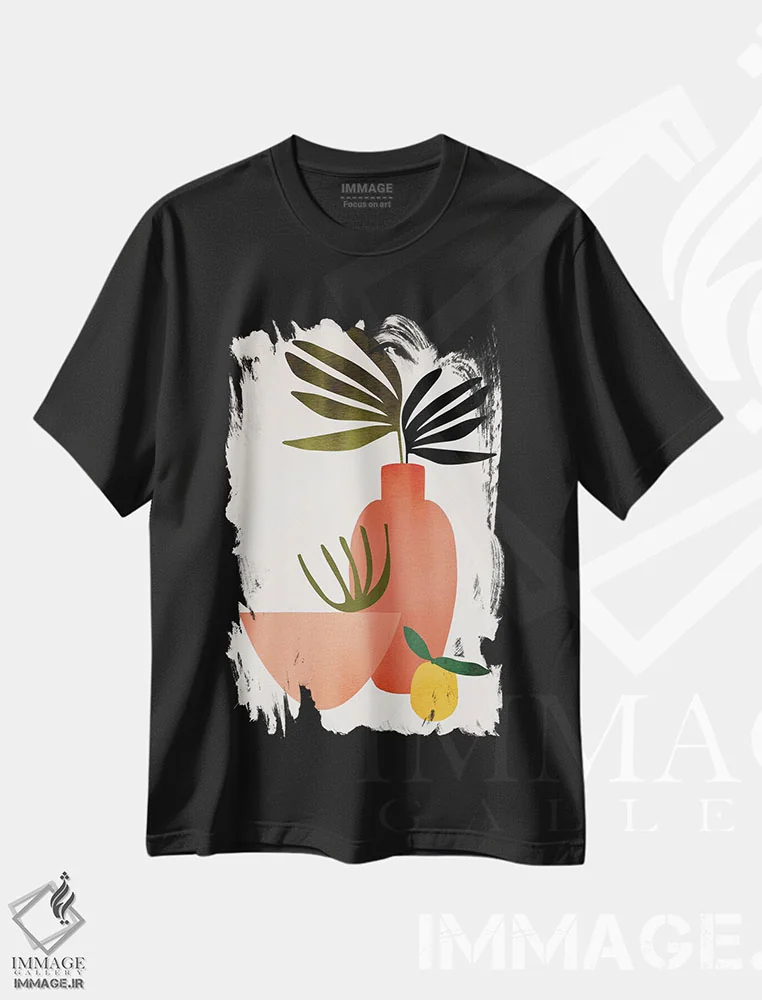 تیشرت مشکی طرح دار لیمو آبدار، تزئینی اثر کوبیستیکا | فروشگاه ایماژ