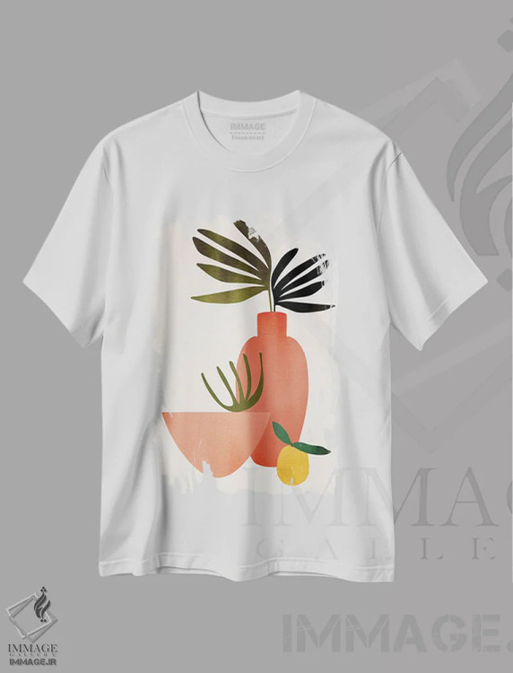تیشرت سفید طرح دار لیمو آبدار، تزئینی اثر کوبیستیکا | immage.ir