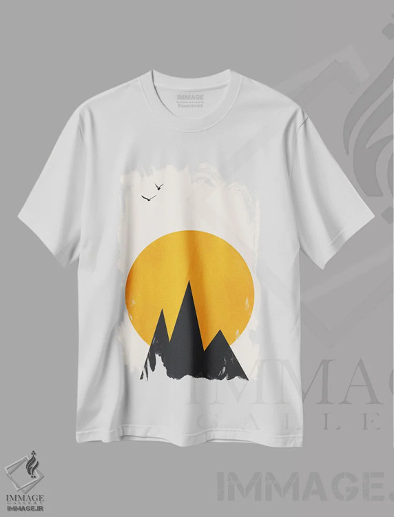 تیشرت سفید طرح دار آلپ، آبستره اثر کوبیستیکا | فروشگاه ایماژ