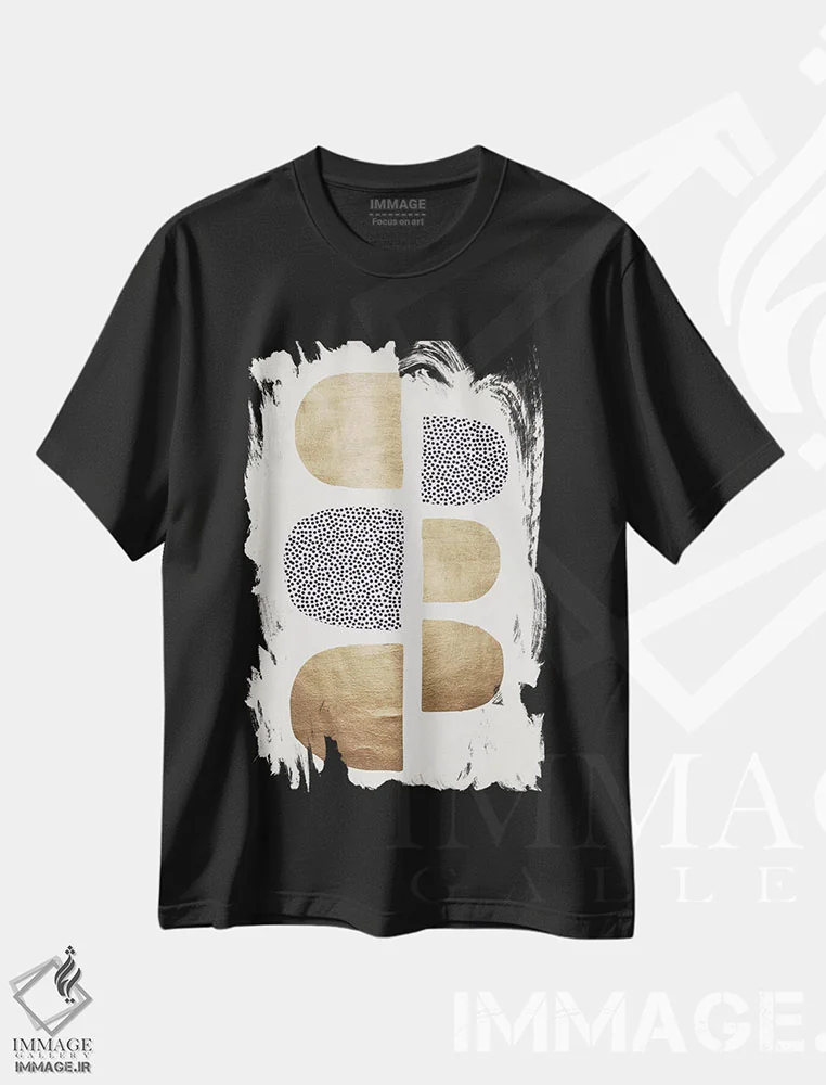 تیشرت مشکی طرح دار انتزاع هندسی اثر کوبیستیکا | فروشگاه ایماژ