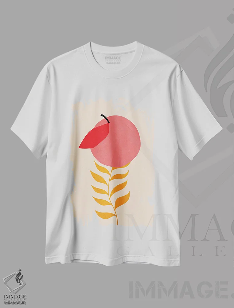 تیشرت سفید طرح دار هلو کوچولو، تزئینی اثر کوبیستیکا | فروشگاه ایماژ