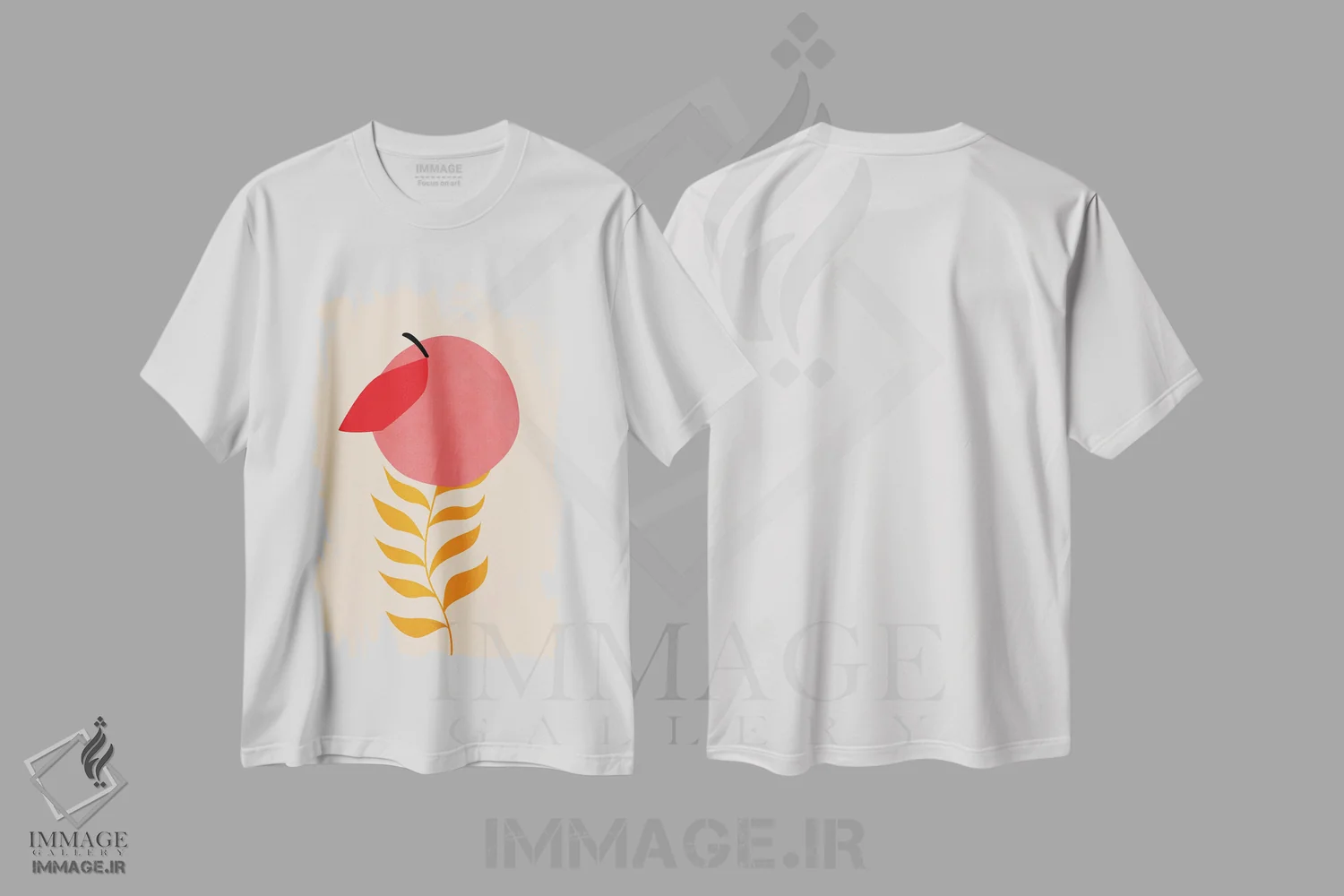 تیشرت سفید طرح دار هلو کوچولو، تزئینی اثر کوبیستیکا | فروشگاه ایماژ