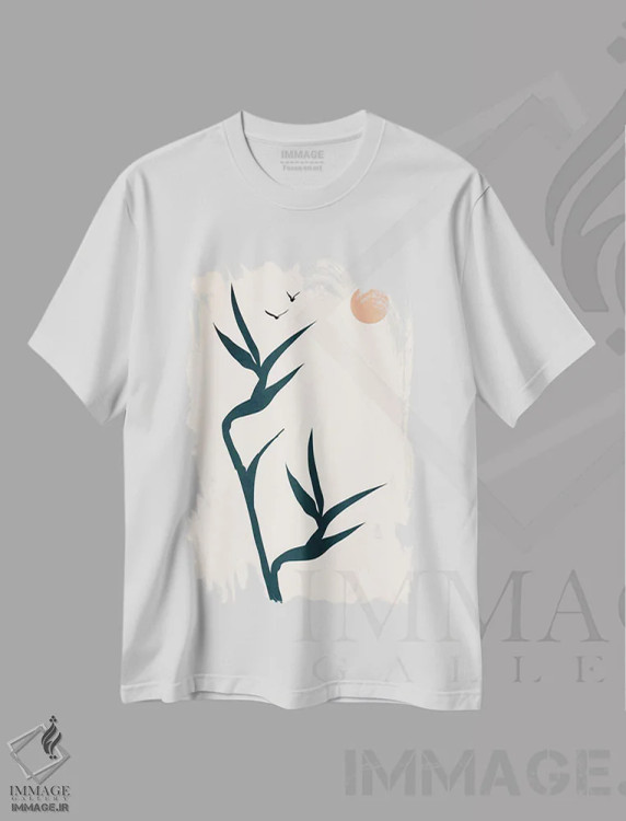 تیشرت سفید طرح دار بهشت، تزئینی اثر کوبیستیکا | immage.ir