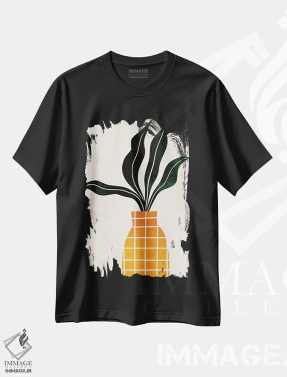 تیشرت مشکی طرح دار پیتر، گیاه، تزئینی اثر کوبیستیکا | فروشگاه ایماژ