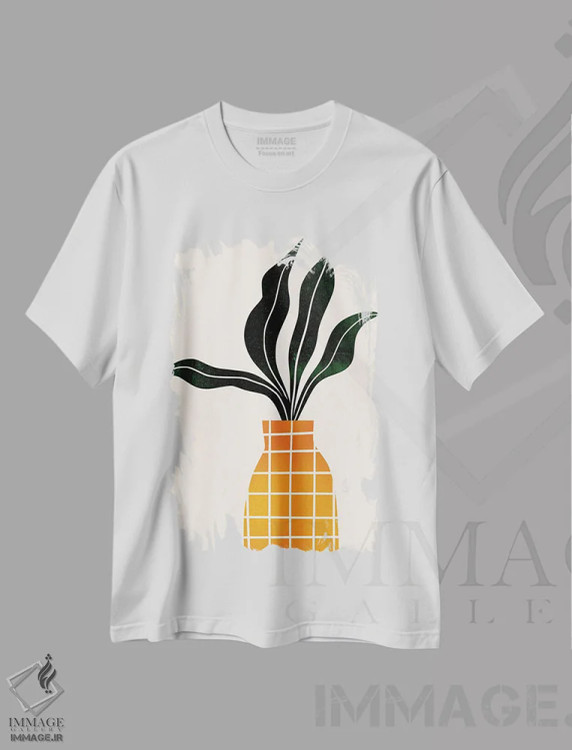 تیشرت سفید طرح دار پیتر، گیاه، تزئینی اثر کوبیستیکا | immage.ir