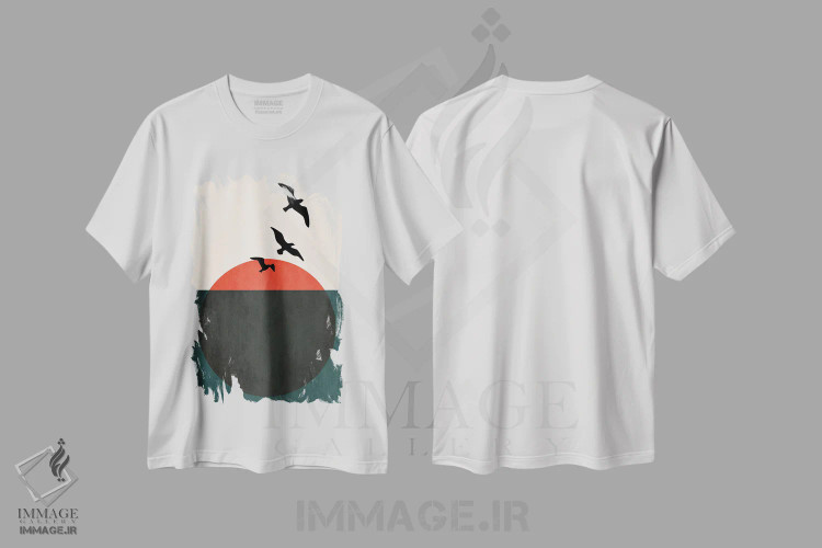 تیشرت سفید طرح دار نسیم غروب Z، تزئینی اثر کوبیستیکا | immage.ir