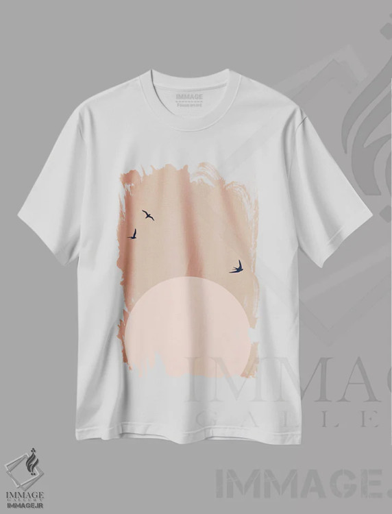 تیشرت سفید طرح دار زیبایی زندگی، تزئینی اثر کوبیستیکا | فروشگاه ایماژ