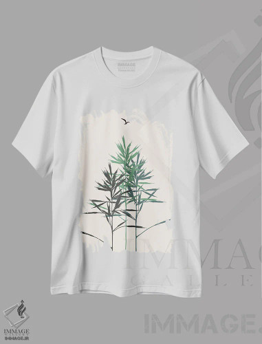 تیشرت سفید طرح دار جنگل، تزئینی اثر کوبیستیکا | فروشگاه ایماژ