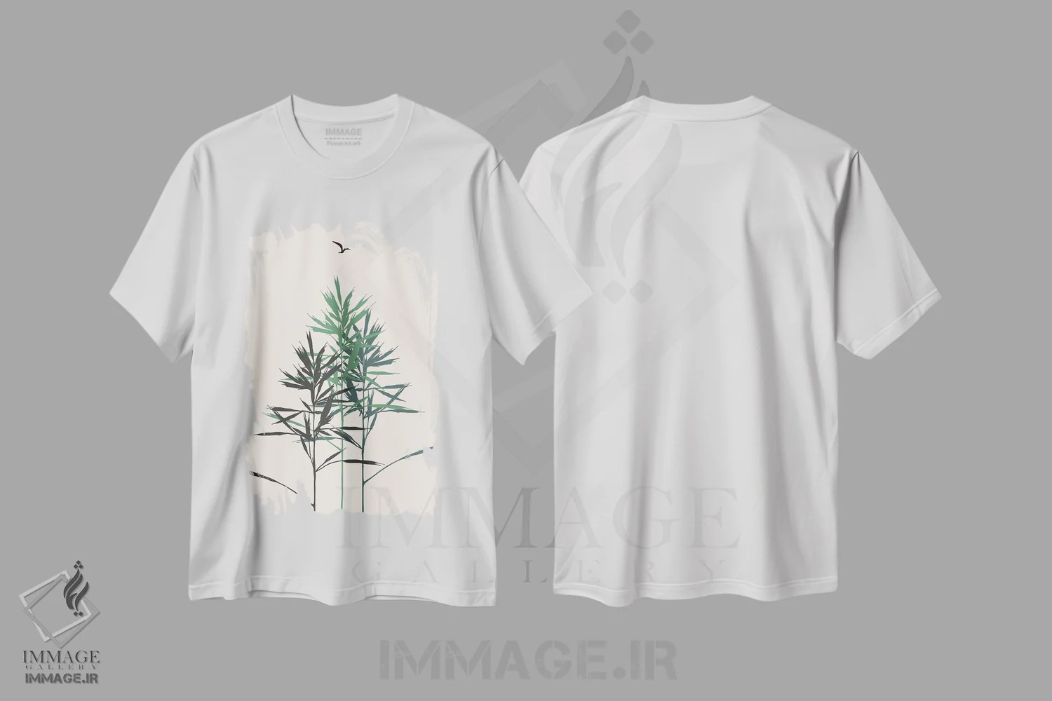 تیشرت سفید طرح دار جنگل، تزئینی اثر کوبیستیکا | فروشگاه ایماژ