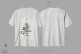 تیشرت سفید طرح دار جنگل، تزئینی اثر کوبیستیکا | فروشگاه ایماژ