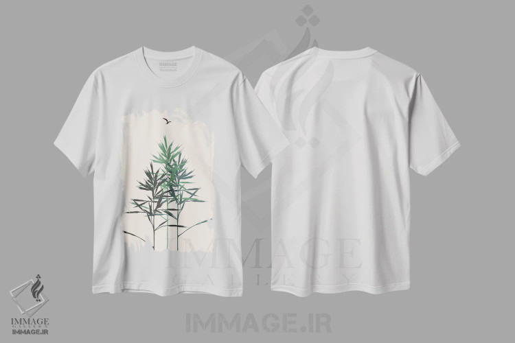 تیشرت سفید طرح دار جنگل، تزئینی اثر کوبیستیکا | فروشگاه ایماژ
