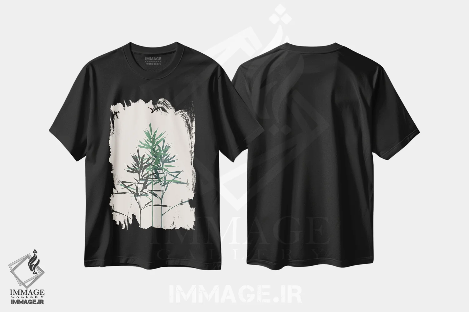 تیشرت مشکی طرح دار جنگل، تزئینی اثر کوبیستیکا | immage.ir