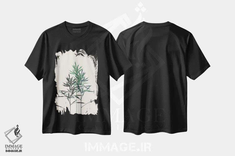 تیشرت مشکی طرح دار جنگل، تزئینی اثر کوبیستیکا | immage.ir