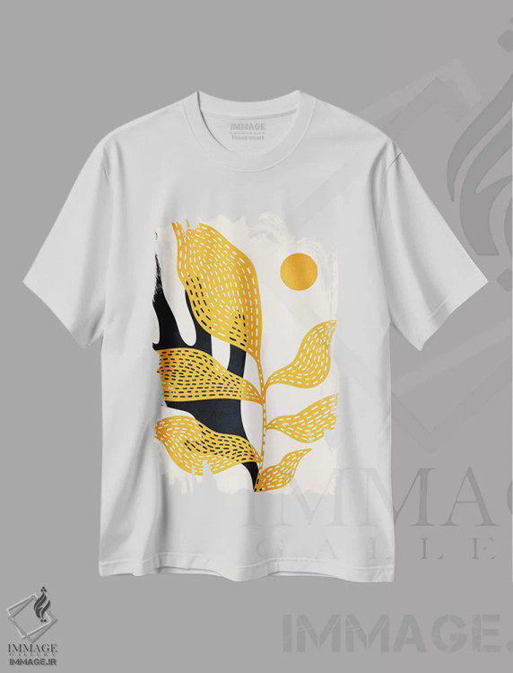 تیشرت سفید طرح دار باغ ون گوگ، تزئینی اثر کوبیستیکا | immage.ir