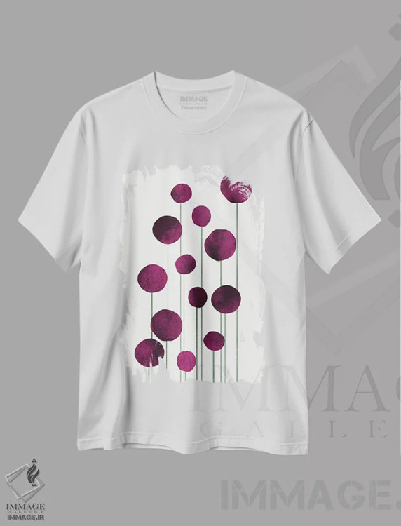 تیشرت سفید طرح دار گل های آبی شماره II، آبستره اثر کوبیستیکا | immage.ir
