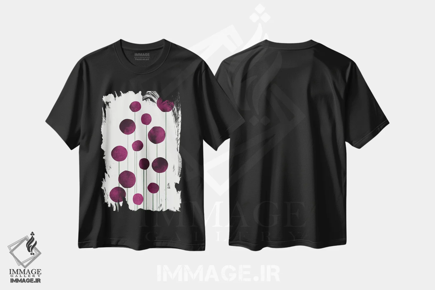 تیشرت مشکی طرح دار گل های آبی شماره II، آبستره اثر کوبیستیکا | فروشگاه ایماژ