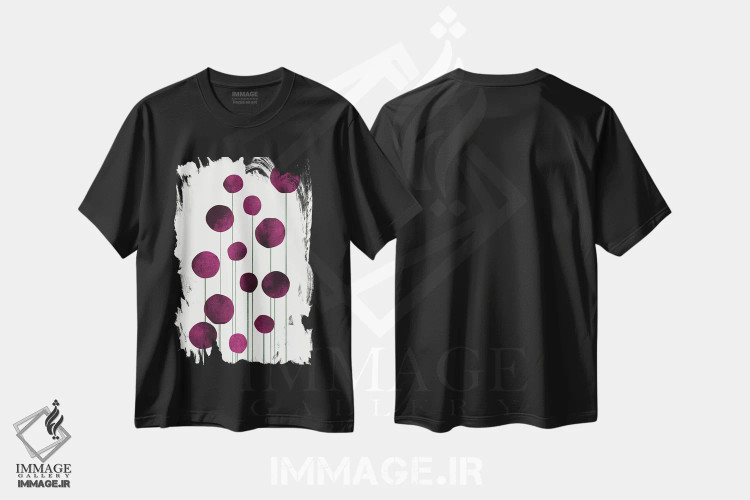 تیشرت مشکی طرح دار گل های آبی شماره II، آبستره اثر کوبیستیکا | فروشگاه ایماژ