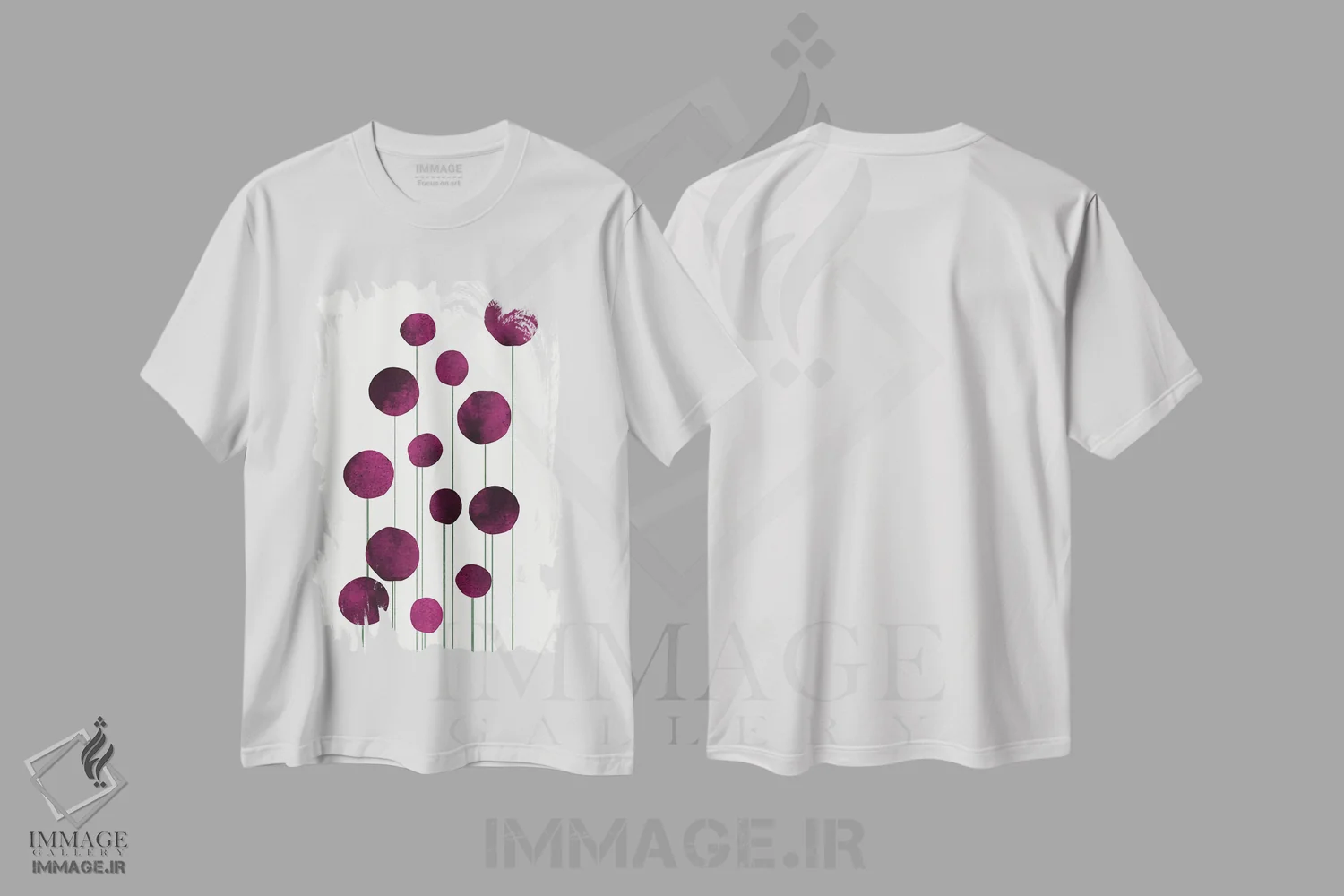 تیشرت سفید طرح دار گل های آبی شماره II، آبستره اثر کوبیستیکا | immage.ir