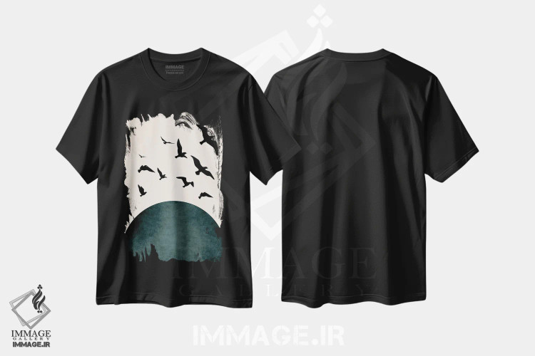 تیشرت مشکی طرح دار بال هایی برای پرواز Y، تزئینی اثر کوبیستیکا | فروشگاه ایماژ