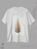 تیشرت سفید طرح دار برگ طلایی شماره ۷، تزئینی اثر کوبیستیکا | فروشگاه ایماژ