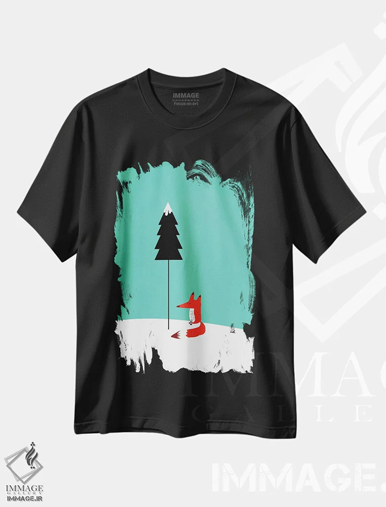 تیشرت مشکی طرح دار آقای کوچولوی روباه، هنر دیجیتال اثر کوبیستیکا | فروشگاه ایماژ